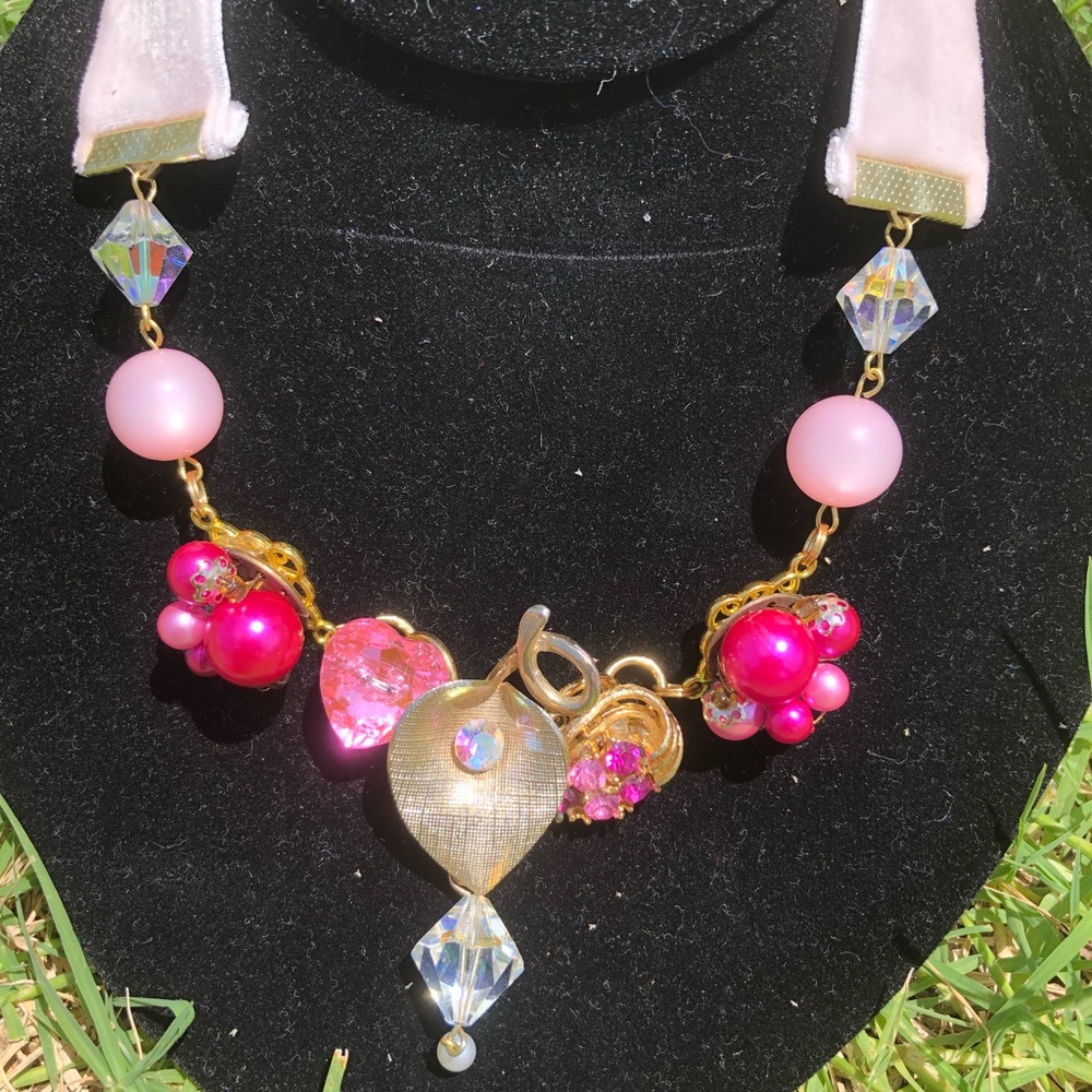 Handmade necklace from vintage earrings